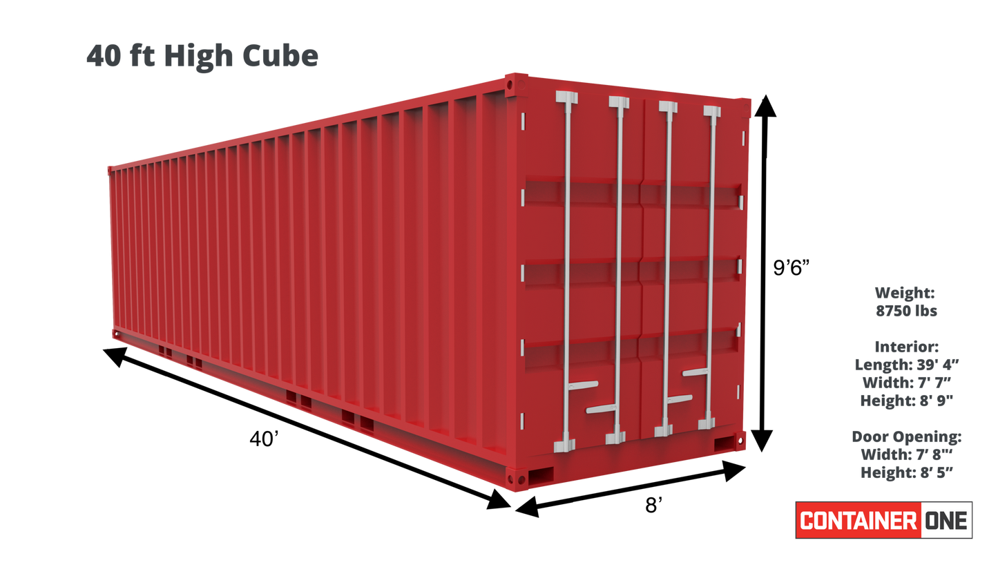 40ft High Cube 1 Trip Shipping Container (40HC1TRIP)