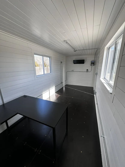 20ft 20’ Slate Gray Shiplap 120V Shipping Container Office Mini Split