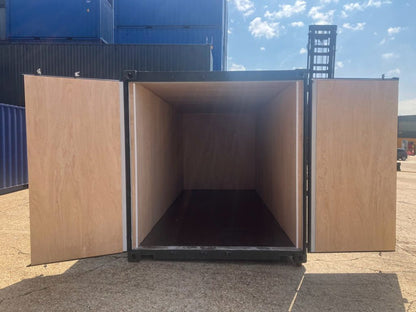 20-foot container lined with plywood